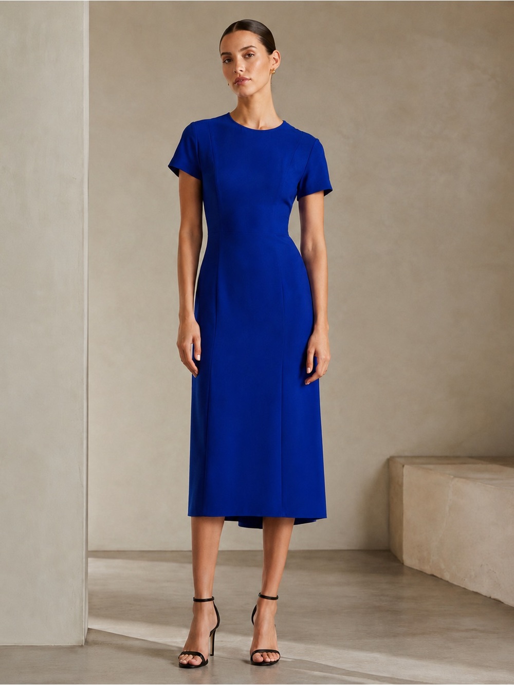 Stella McCartney Cobalt Blue Short-Sleeve Midi Dress